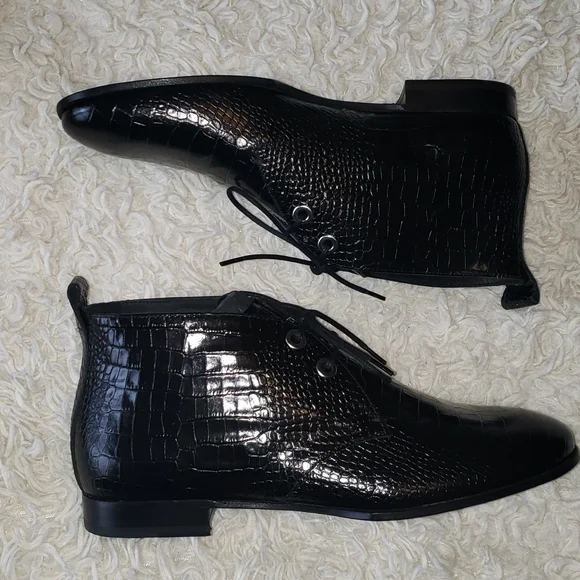 Rag & Bone Audrey Desert Boot Black Croco 10 nwt